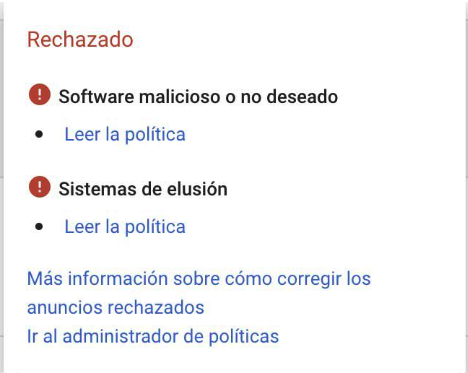 Causas Suspensión por Elusión en google ads